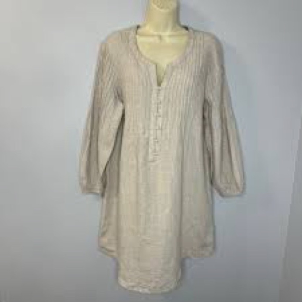 Vineyard Vines Linen Womens' Tan/Pebble Gray Tunic Cover-Up Dress Size M - Picture 2 of 10